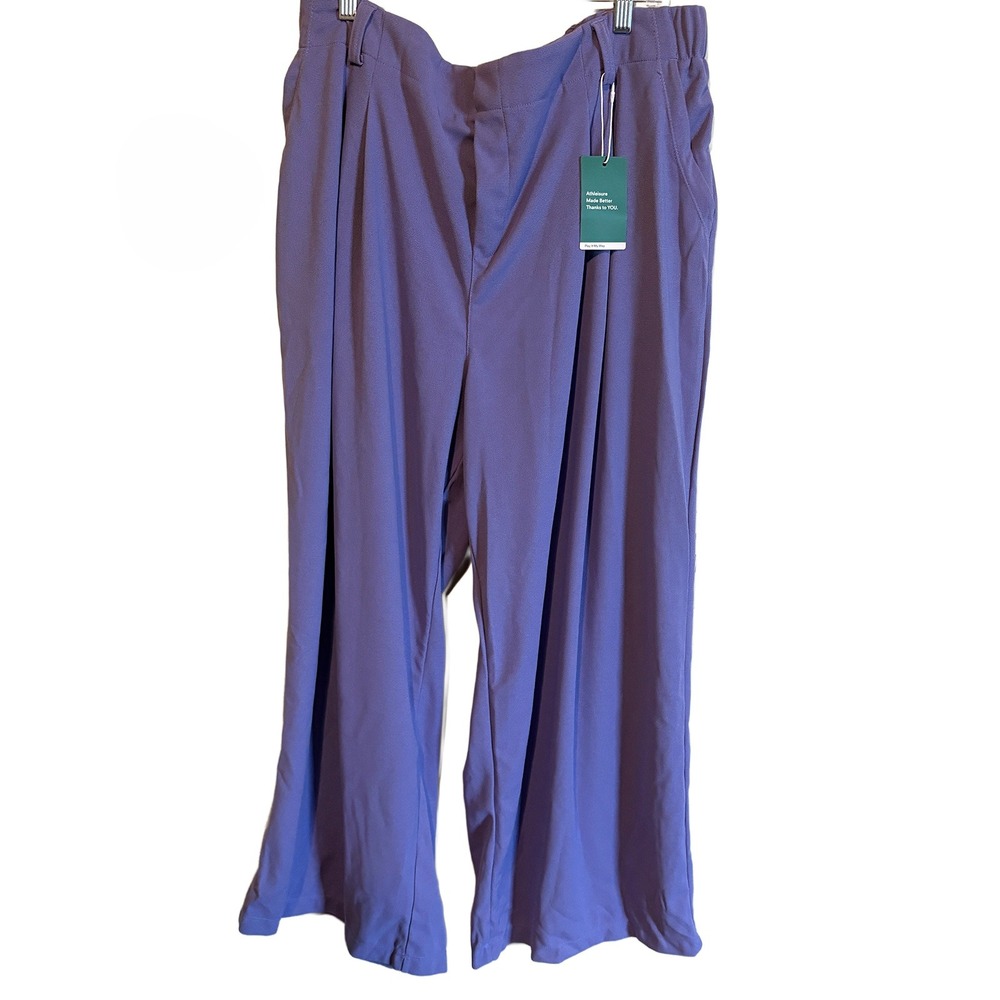 Halara High Waisted Wide Leg Pleated Athleisure Trousers Purple Womens 2X NWT